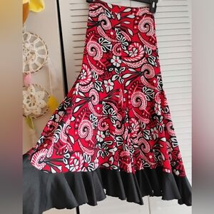 Floral Kids Dance Costume Skirt - Red and Black